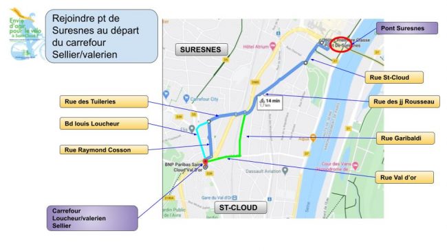 Pt-suresnes-bis Trajet Pt Suresnes au départ du carrefour Sellier/valerien/loucheur
